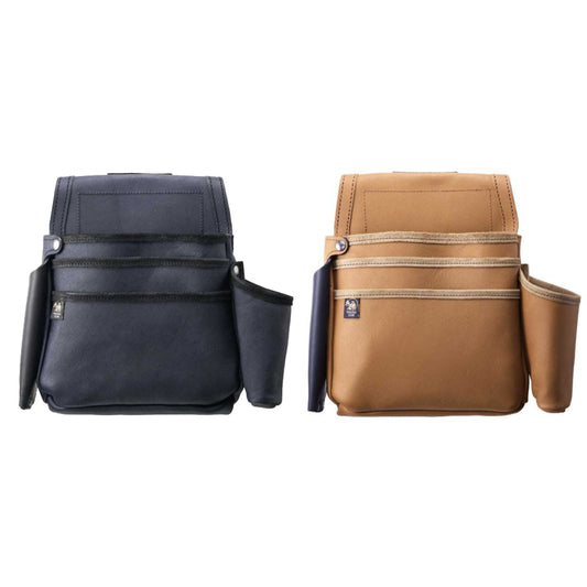 ふくろ倶楽部 朱雀 剛-GOU 五型三段釘袋 SZ-835-3 のみ差し・墨つぼホルダー付き 牛革