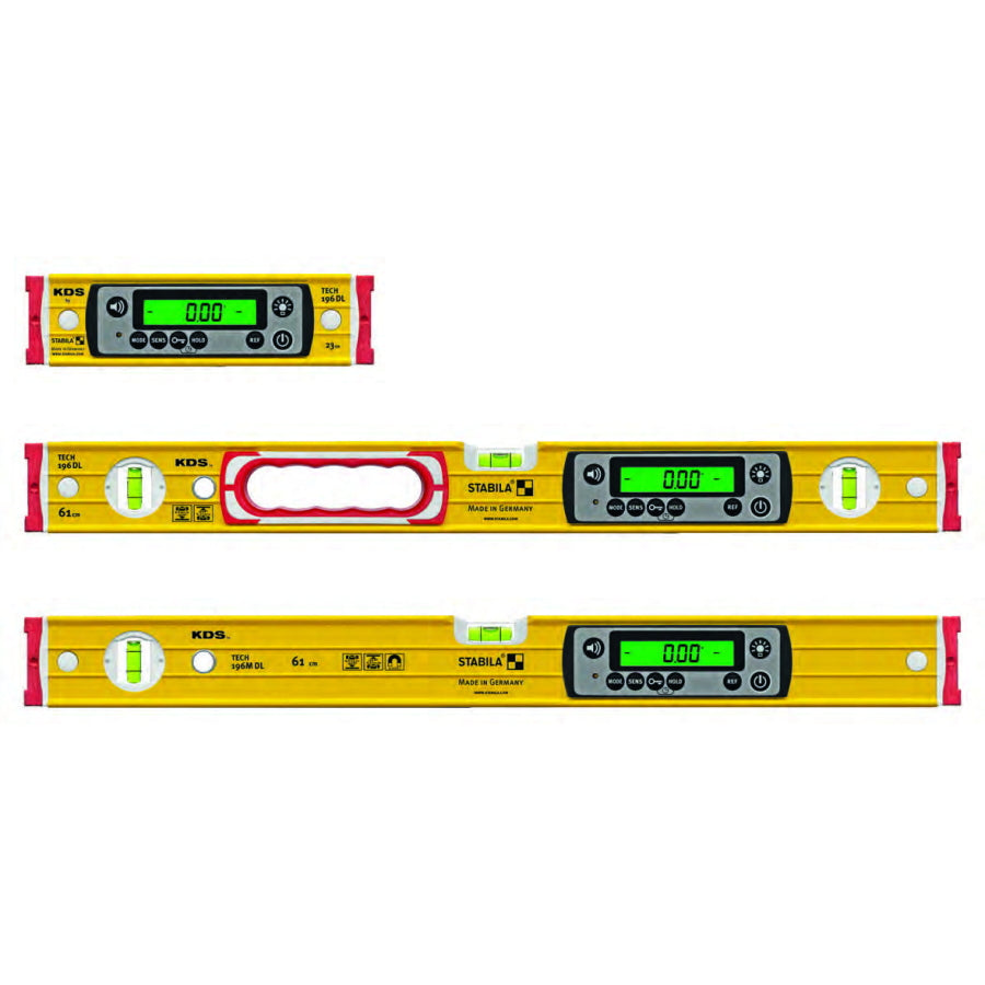 KDS × STABILA IP67 デジタル水平器 TECH196DL23 / TECH196DL61 / TECH196MDL61 高精度気泡管 ±0.5mm/m対応モデルあり 2面デジタル表示