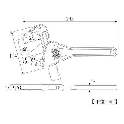 トップ工業 トラップレンチ（たて型アルミモーターレンチ） TMW-1665