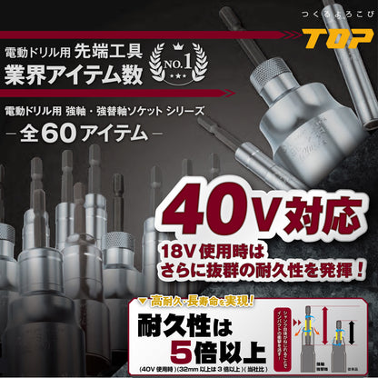 トップ工業 電動ドリル用 強軸ソケット ロングタイプ ETS-L