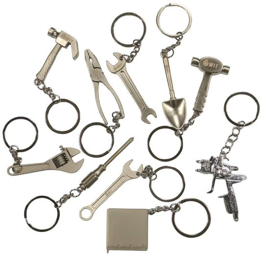 WIT ワールドインポートツールズ 工具キーホルダー 全9種類 リアル工具モチーフ メタリック キーリング バッグチャーム スパナ 両口スパナ モンキー プライヤー ハンマー ドライバー スコップ メジャー