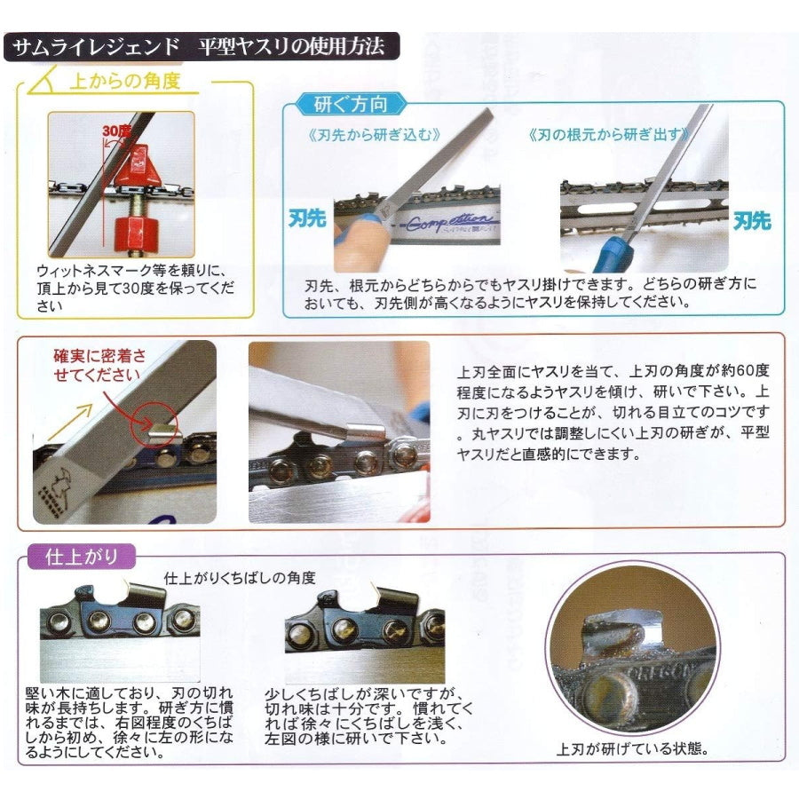 サムライレジェンド チェーンソー用 目立てヤスリ 平やすり ハリマ興産